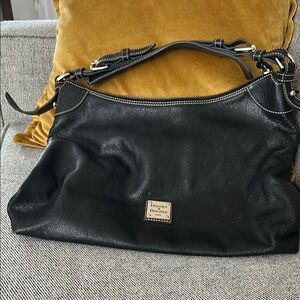 Dooney & Bourke Black Hobo Bag with Silver Accents